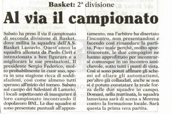 storia basket Lanuvio